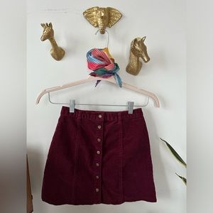 Burgundy Cord Mini Skirt
